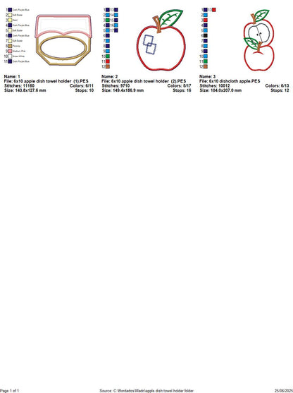 Red Apples Towel Holder – ITH Project – Machine Embroidery Design