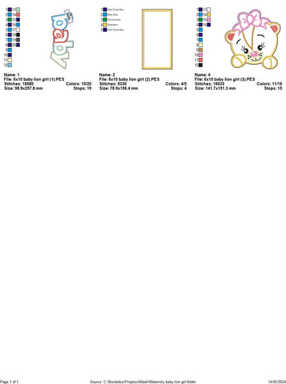 Nursery Baby Lion Girl - ITH Project - Machine Embroidery Design