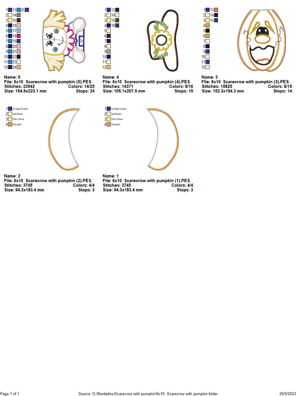 Scarecrow with Pumpkin - ITH Project - Machine Embroidery Design