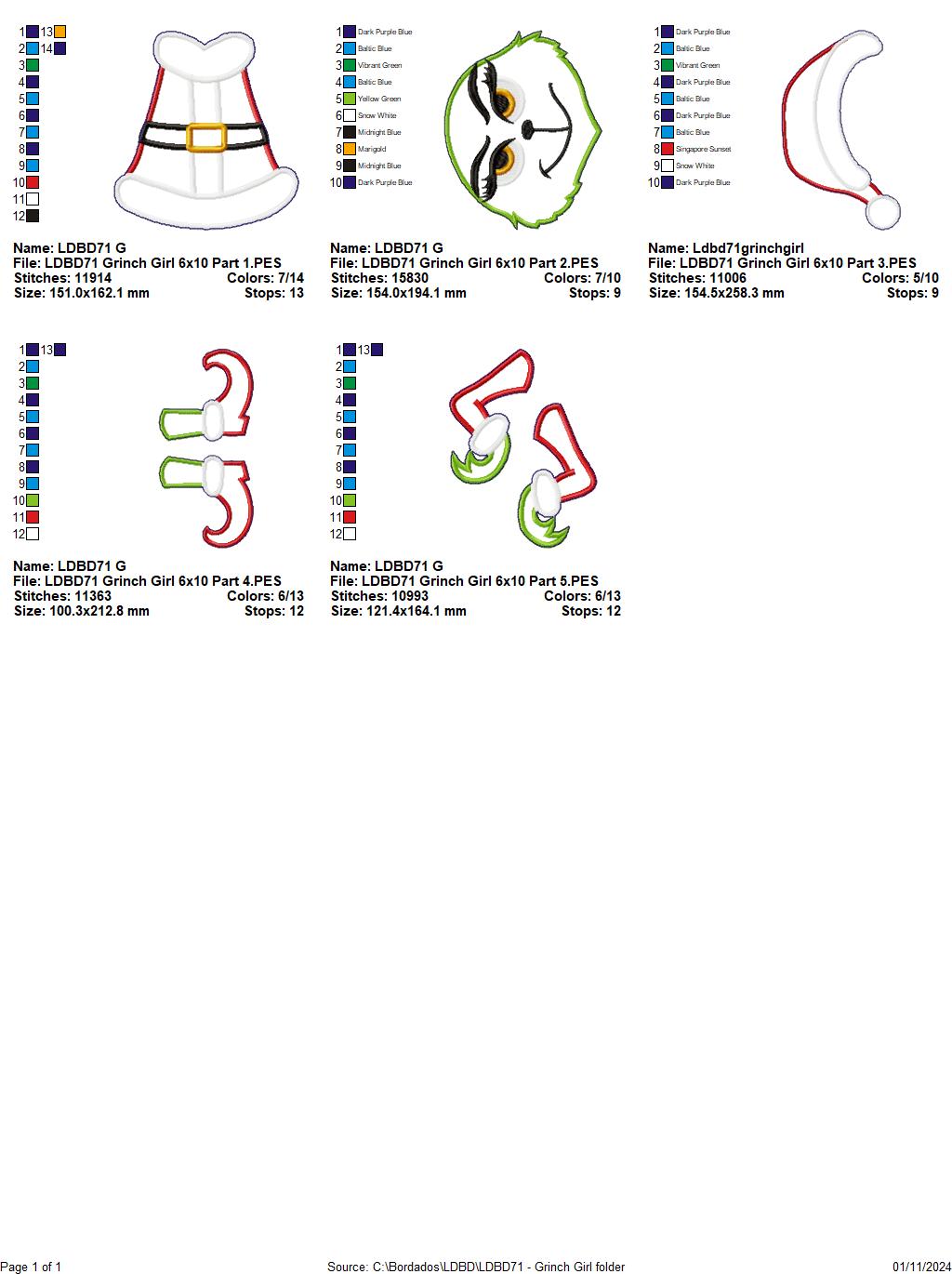 Grinch Girl Santa - ITH Project - Machine Embroidery Design