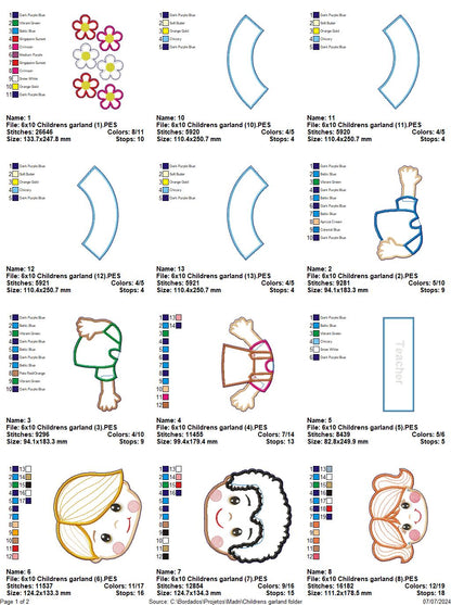 Back to School Children's Garland - ITH Project - Machine Embroidery Design