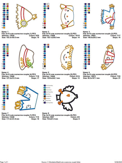 Scarecrow Boy and Girl - Set of 2 Designs - ITH Project - Machine Embroidery Design