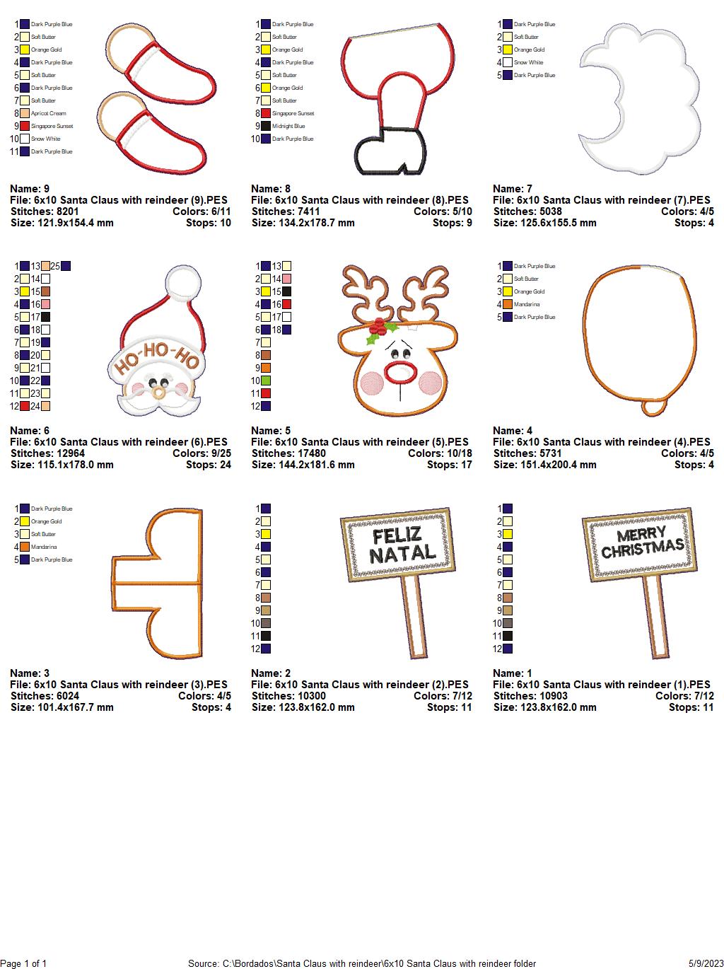 Santa Claus with Reindeer - ITH Project - Machine Embroidery Design