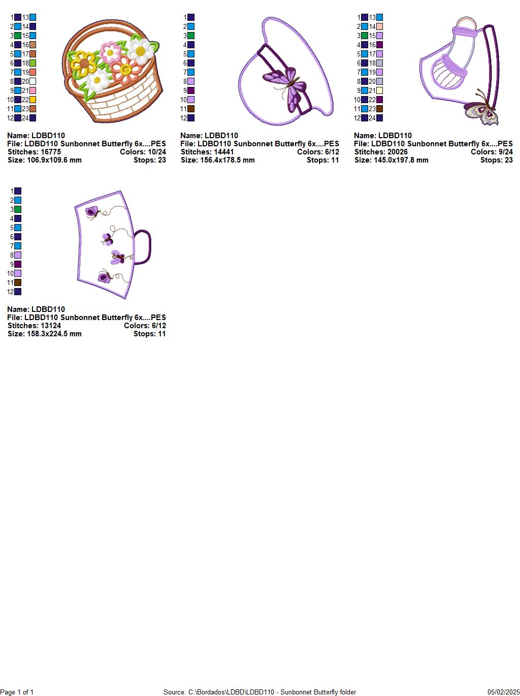 Buttlerfly Sunbonnet - ITH Project - Machine Embroidery Design
