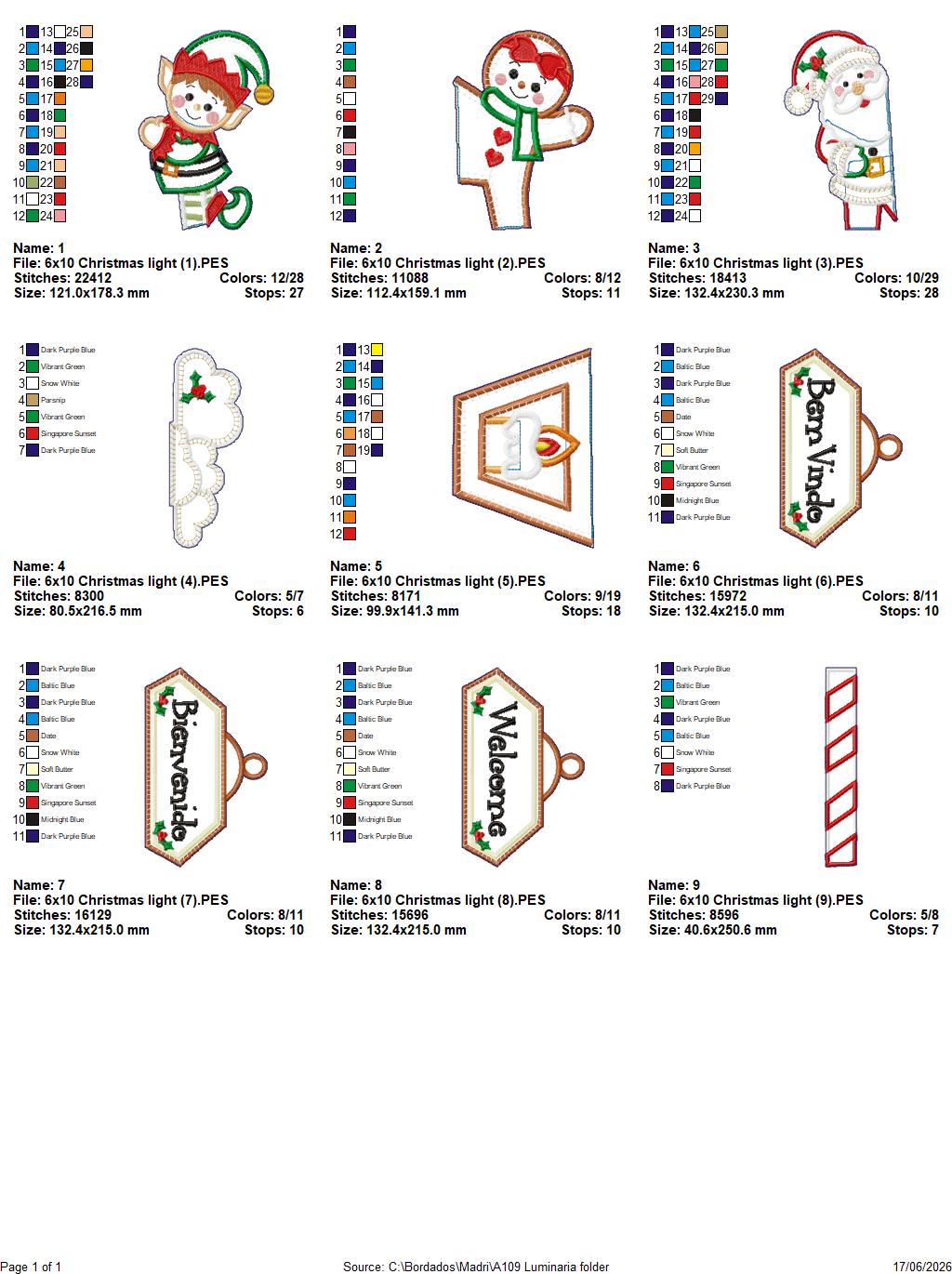 Christmas Welcome Lamp Post – ITH Project – Machine Embroidery Design