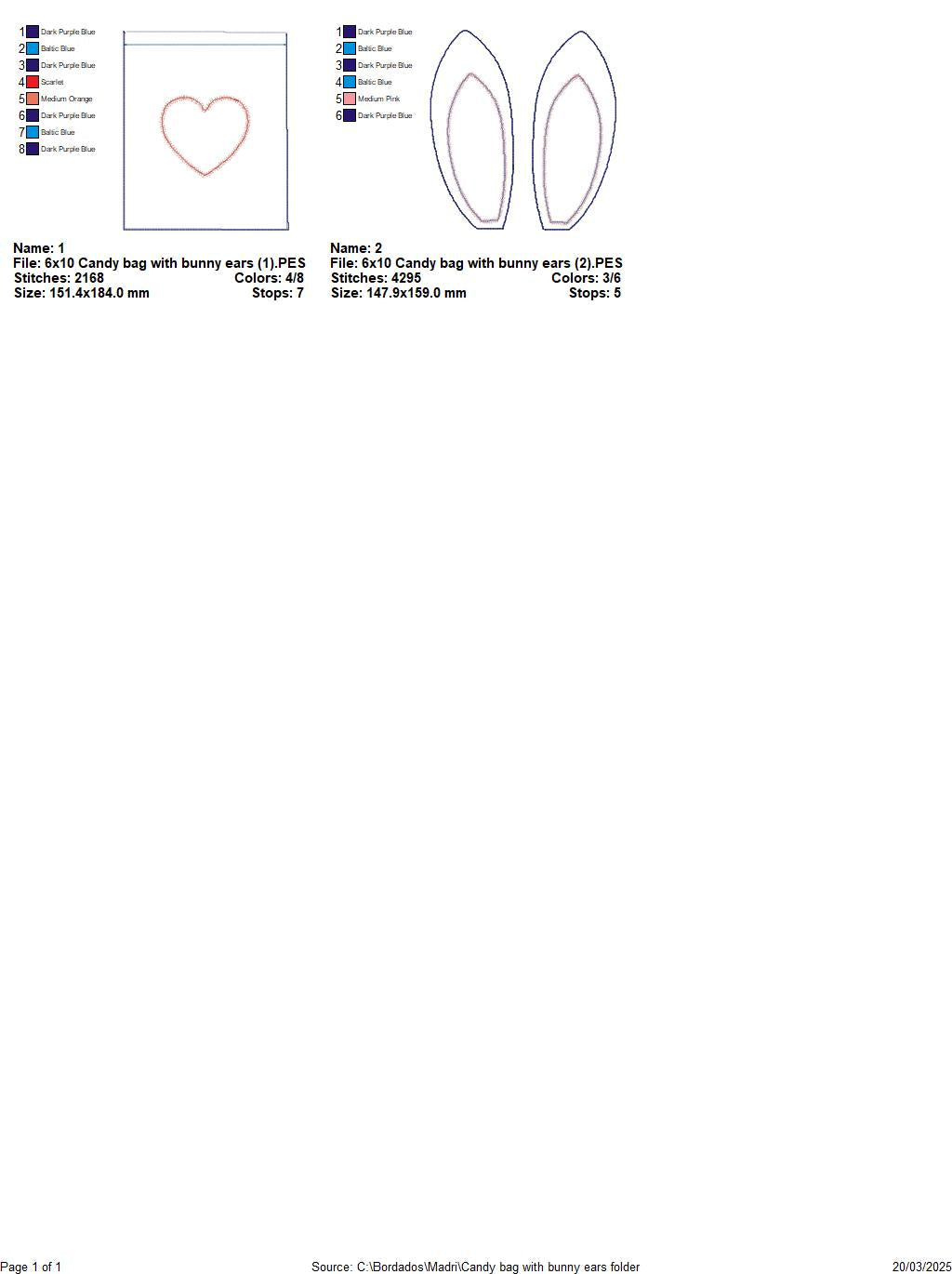 Candy bag with bunny ears   - ITH Project - Machine Embroidery Design