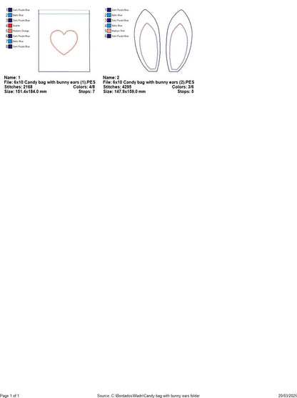 Candy bag with bunny ears   - ITH Project - Machine Embroidery Design