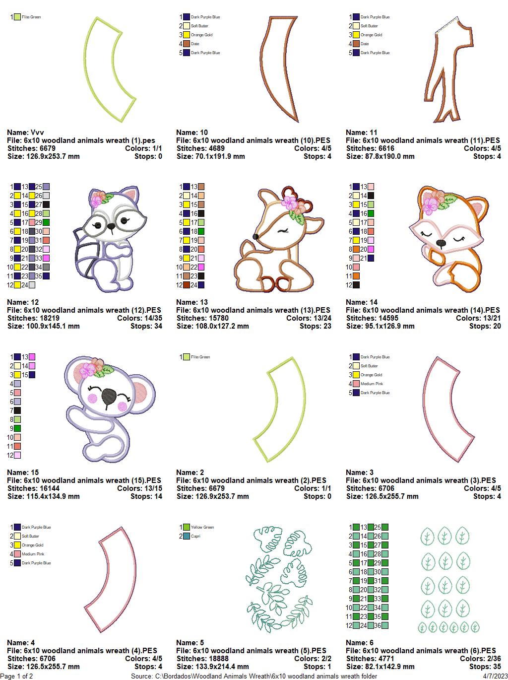 Woodland Animals Wreath - ITH Project - Machine Embroidery Design
