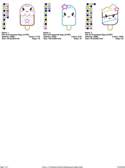 Popsicles Flags Summer - ITH Project - Machine Embroidery Design
