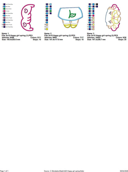Cute Girl Spring Door Hanger – ITH Project – Machine Embroidery Design