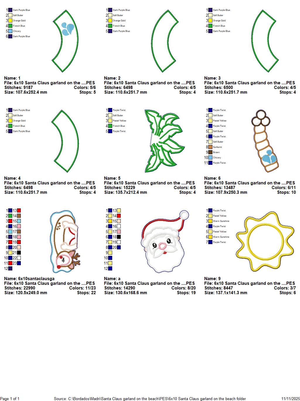 Tropical Santa Claus Christmas Wreath - ITH Project - Machine Embroidery Design