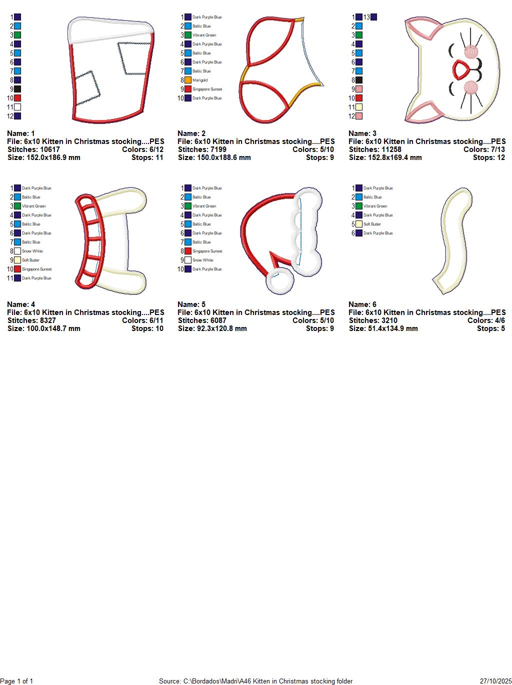 🐾 Christmas Cat Stocking – ITH Project – Machine Embroidery Design