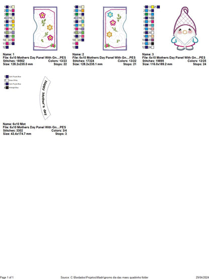 Gnome Happy Mother's Day Hanger - ITH Project - Machine Embroidery Design