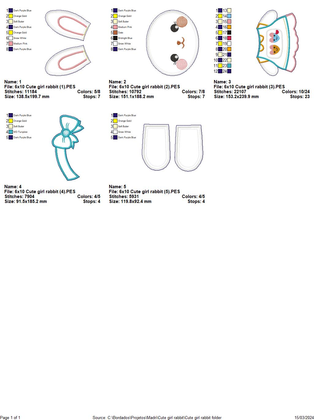 Rabbits Cute Couple - ITH Project - Machine Embroidery Design