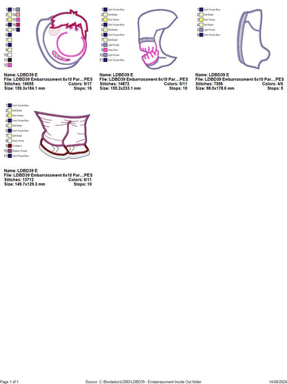 Inside Out Set of 9 Designs - ITH Project - Machine Embroidery Design