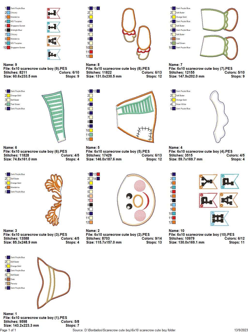 Scarecrow boy Door Ornament - ITH Project - Machine Embroidery Design