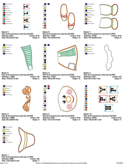 Scarecrow boy Door Ornament - ITH Project - Machine Embroidery Design