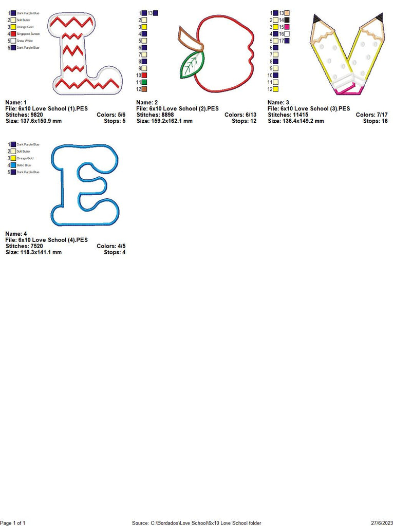 Love School - ITH Project - Machine Embroidery Design