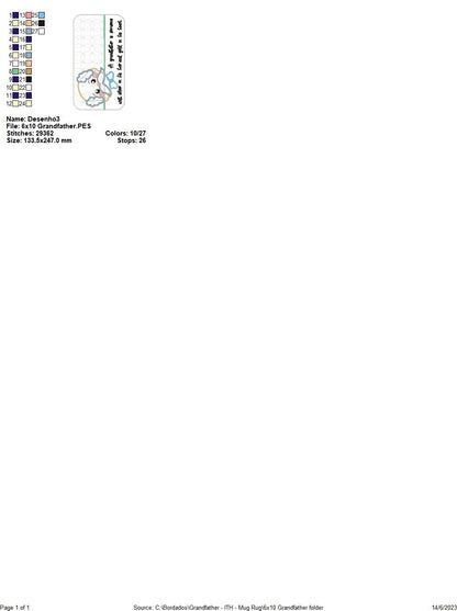 Grandfather Mug Rug - ITH Project - Machine Embroidery Design