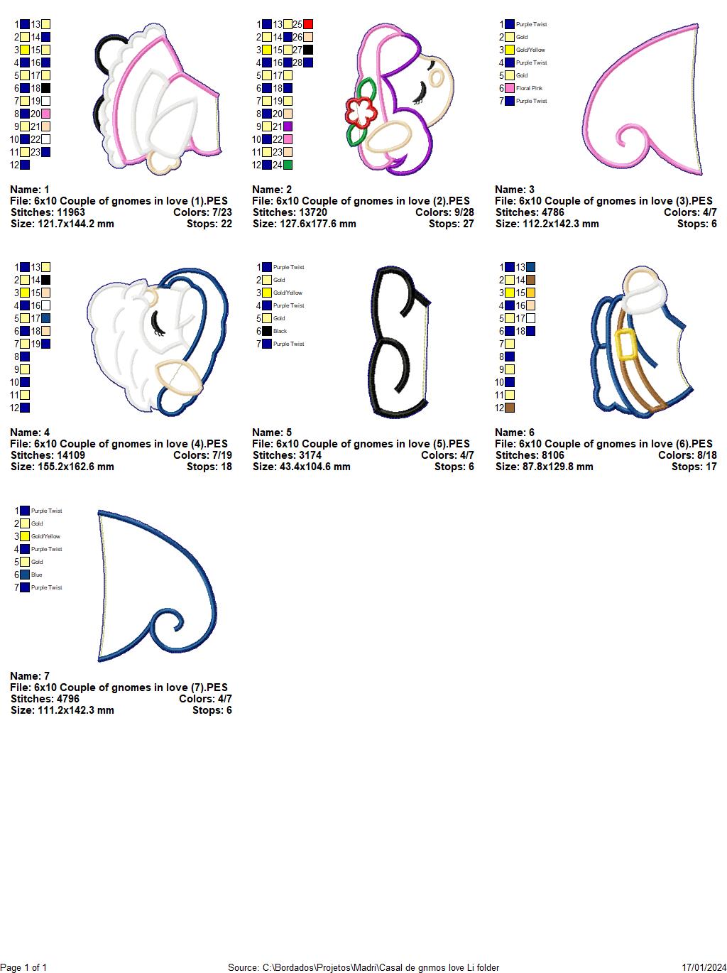 Love Gnomes Couple Valentine's Day - ITH Project - Machine Embroidery Design