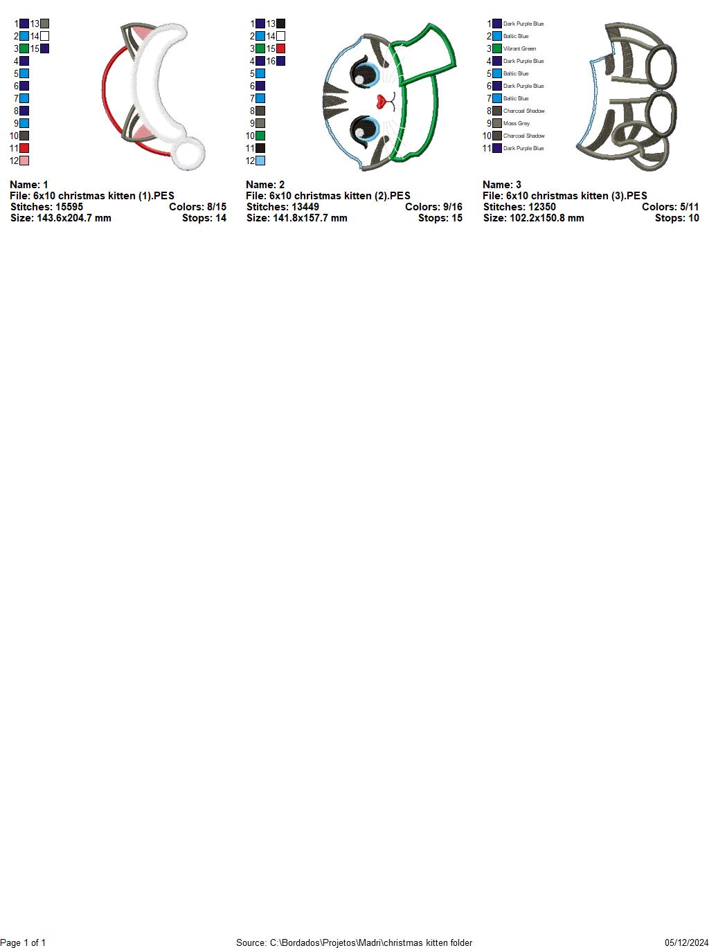 Christmas Kitty - ITH Project - Machine Embroidery Design