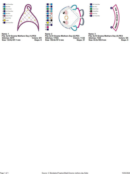 Gnome Mothers Day Ornamen - ITH Project - Machine Embroidery Design