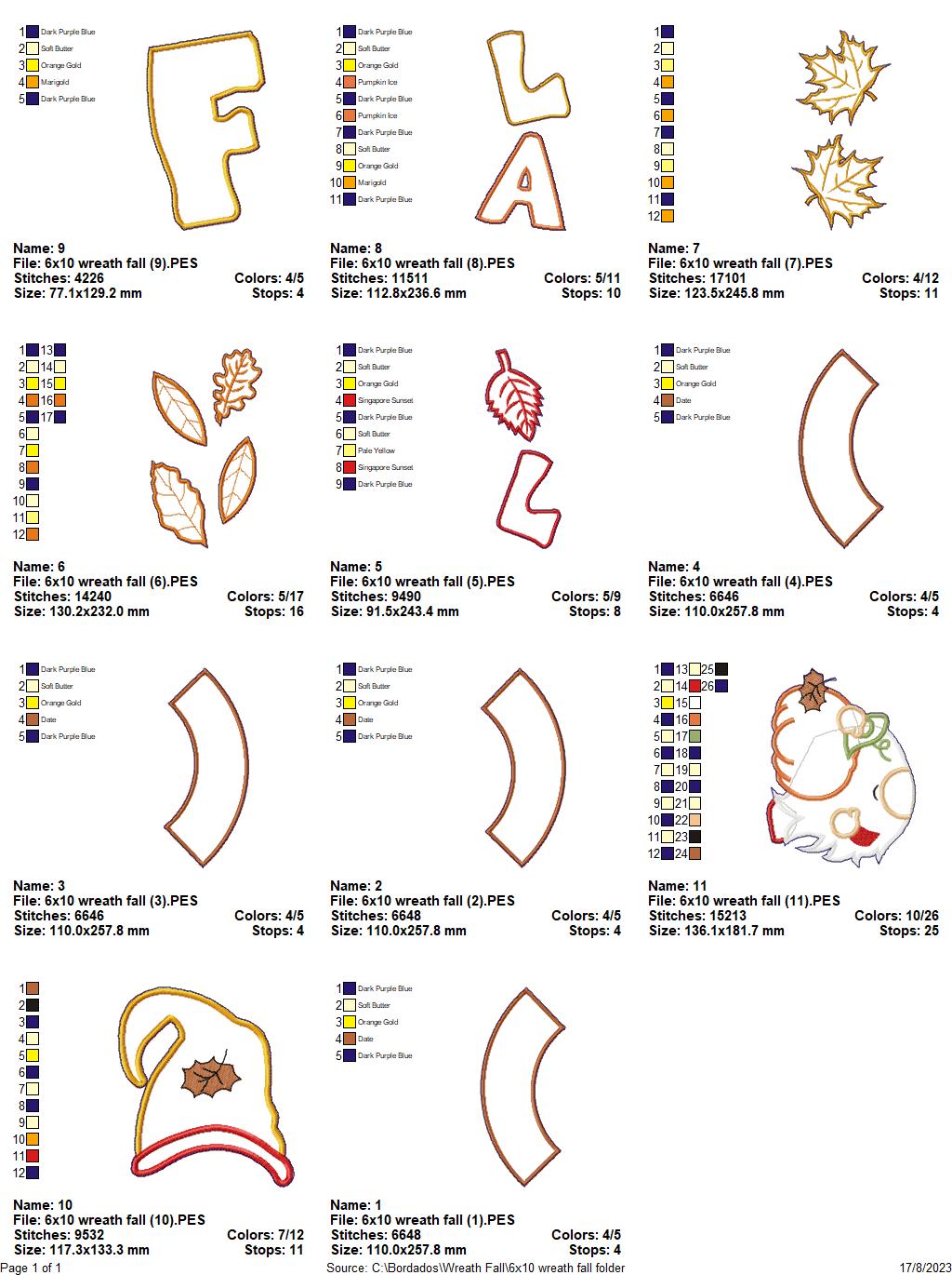 Autumn Gnome Wreath - ITH Project - Machine Embroidery Design