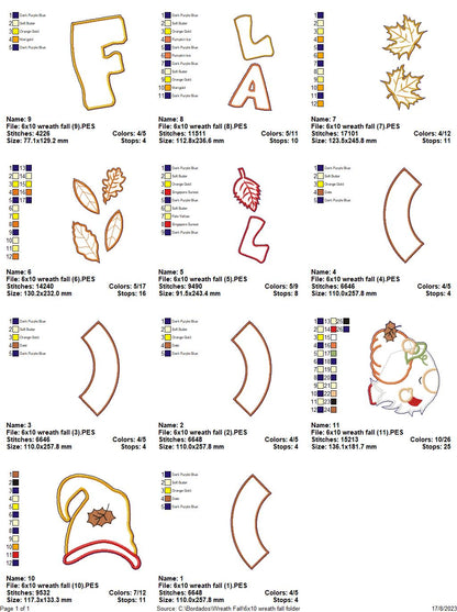 Autumn Gnome Wreath - ITH Project - Machine Embroidery Design