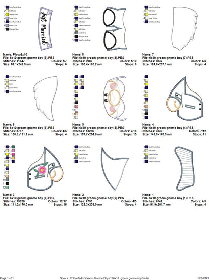 Groom Gnome - ITH Project - Machine Embroidery Design