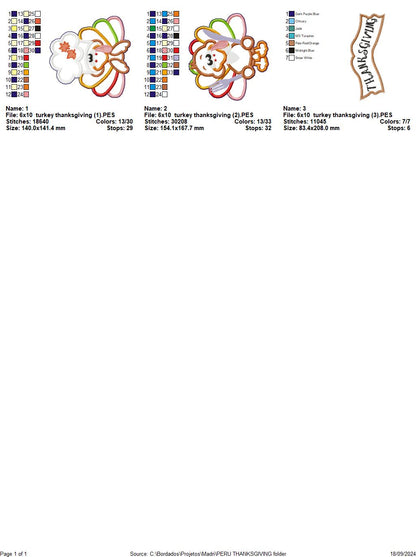Thanksgiving Turkey - ITH Project - Machine Embroidery Design