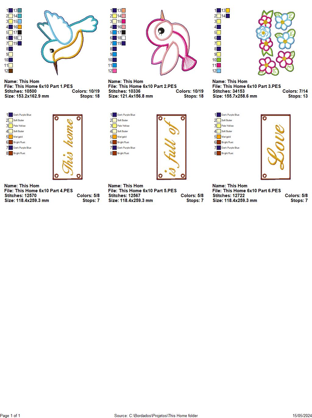 Hummingbird This Home is Full of Love - ITH Project - Machine Embroidery Design