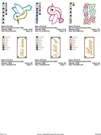 Hummingbird This Home is Full of Love - ITH Project - Machine Embroidery Design