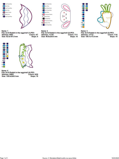 Bunny in the Egg Shell - ITH Project - Machine Embroidery Design