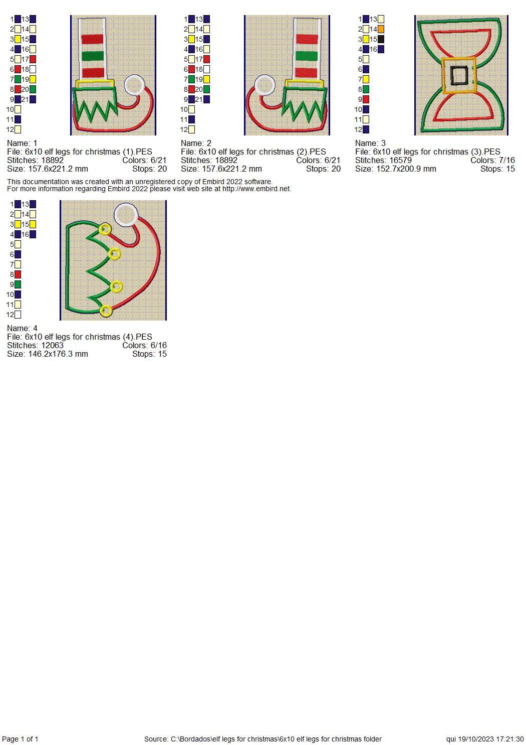 Elf Legs Christmas - ITH Project - Machine Embroidery Design