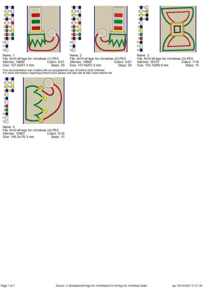 Elf Legs Christmas - ITH Project - Machine Embroidery Design