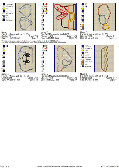 Mouse with Drumstick Thanksgiving - ITH Project - Machine Embroidery Design