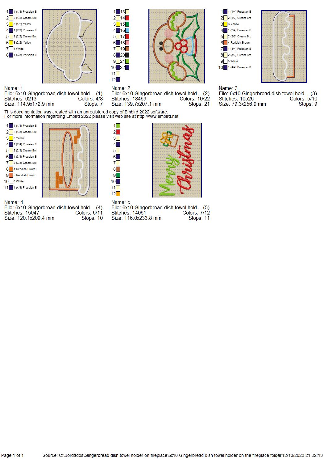 Gingerbread dish towel holder - ITH Project - Machine Embroidery Design