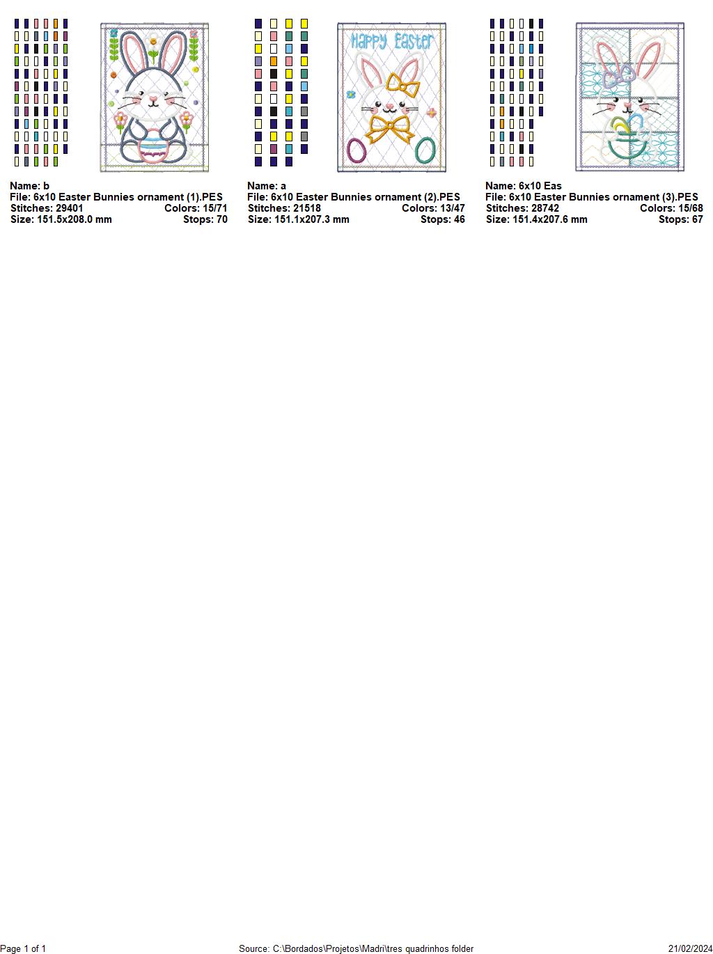 Easter Bunnies Ornament - ITH Project - Machine Embroidery Design