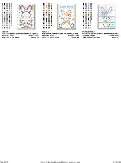 Easter Bunnies Ornament - ITH Project - Machine Embroidery Design