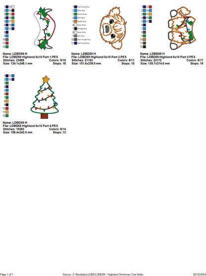 Christmas Highland Cow Set - ITH Project - Machine Embroidery Design