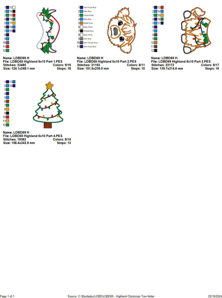 Christmas Highland Cow Set - ITH Project - Machine Embroidery Design