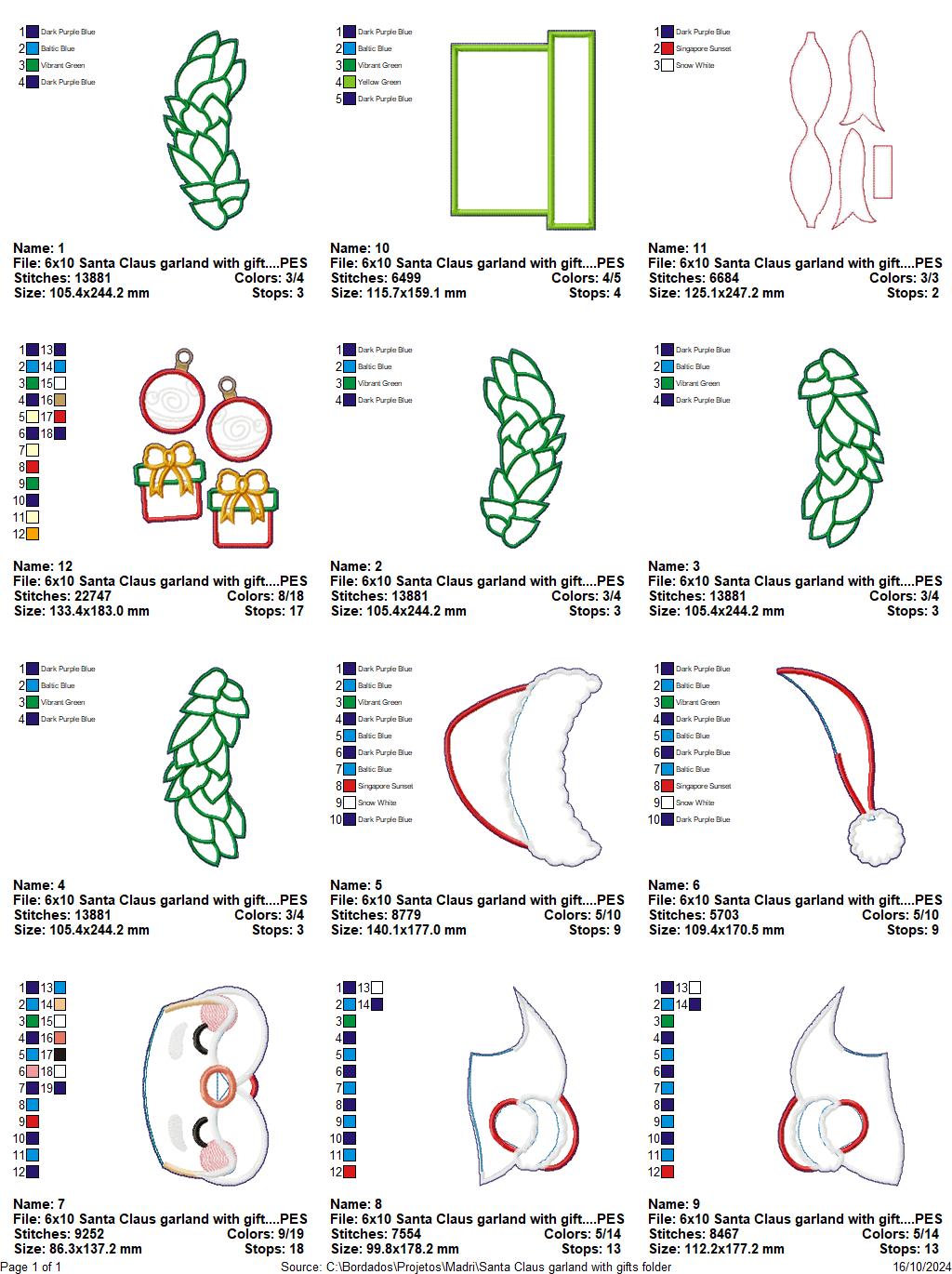 Santa Claus Wreath with Gifts - ITH Project - Machine Embroidery Design