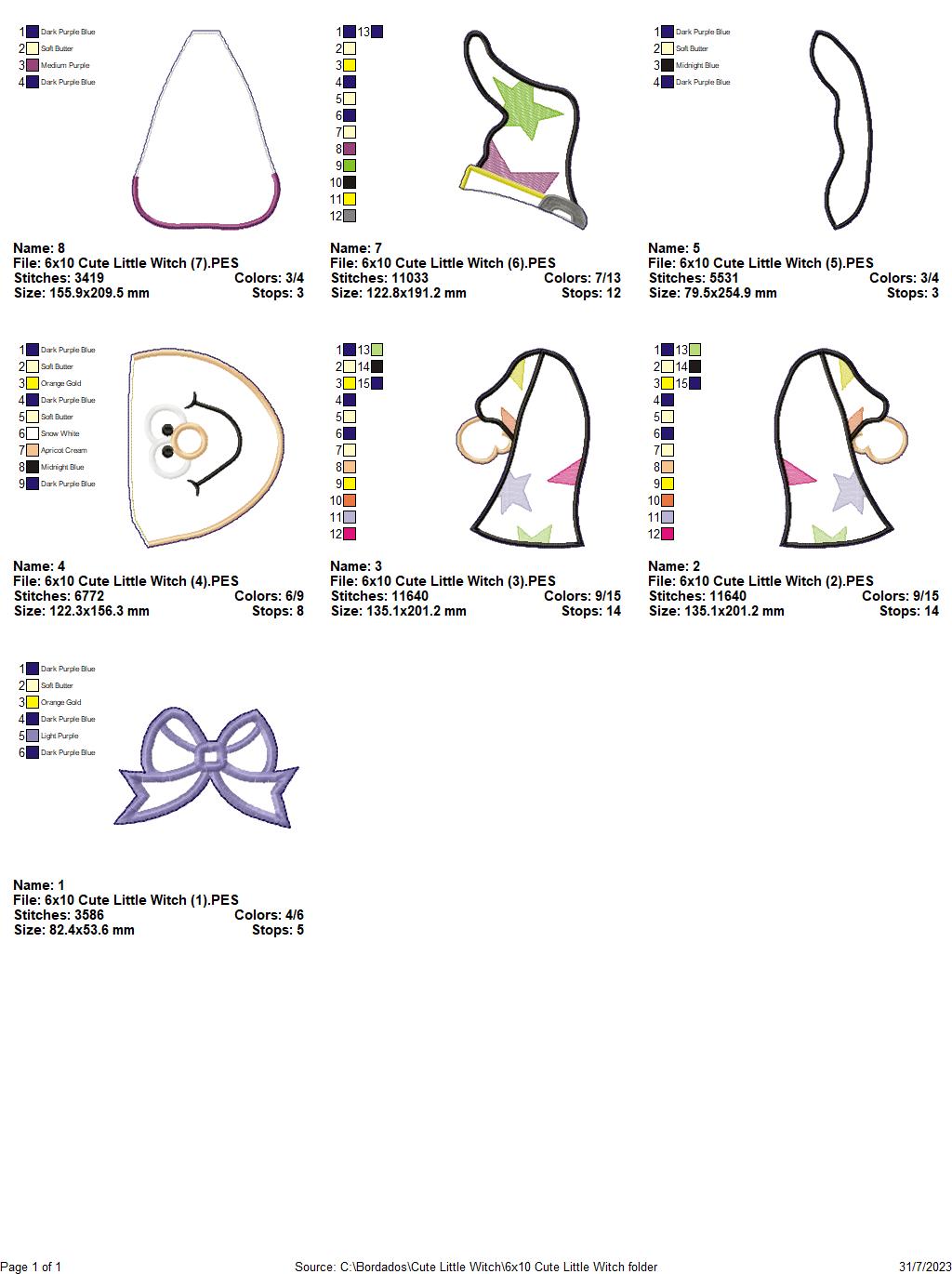 Cute Little Witch - ITH Project - Machine Embroidery Design