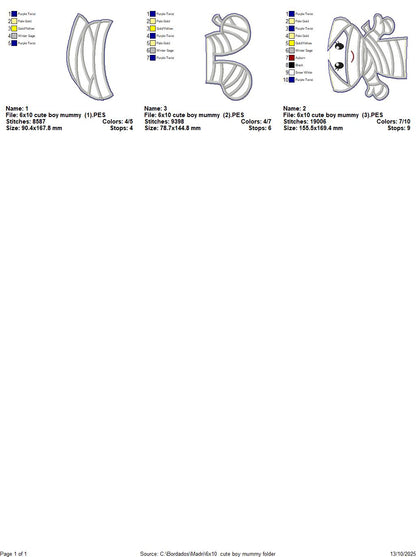 Cute Mummy Boy for Halloween - ITH Project - Machine Embroidery Design