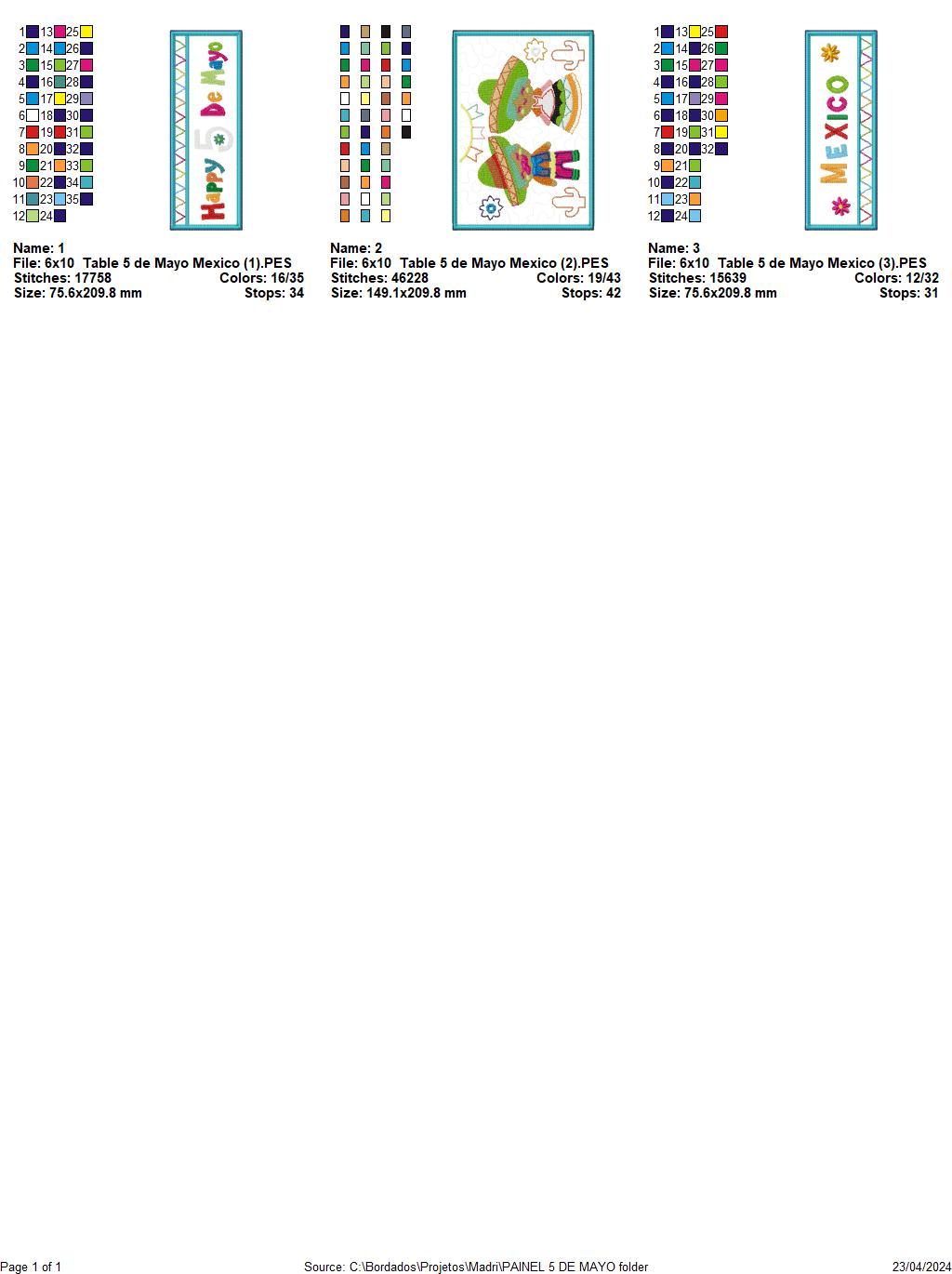 Cinco de Mayo Mexico Hanger - ITH Project - Machine Embroidery Design