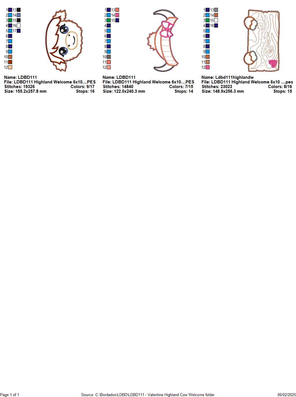 Valentine Highland Cow Welcome Sign - ITH Project - Machine Embroidery Design