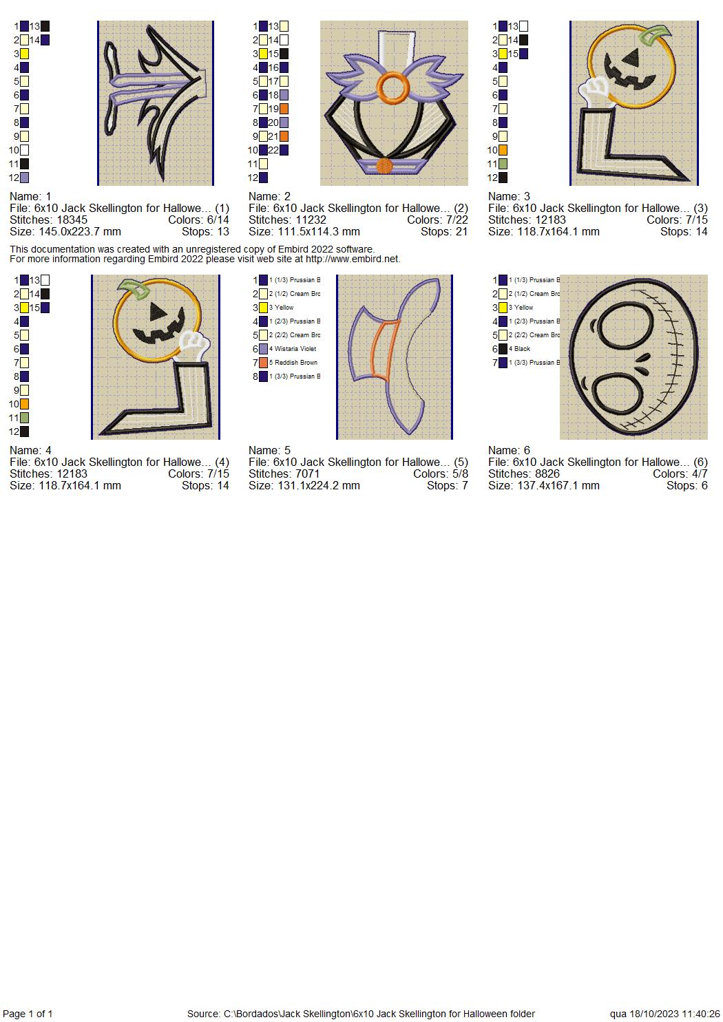 Jack Skellington Halloween - ITH Project - Machine Embroidery Design