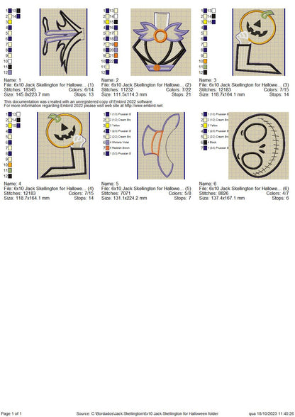 Jack Skellington Halloween - ITH Project - Machine Embroidery Design