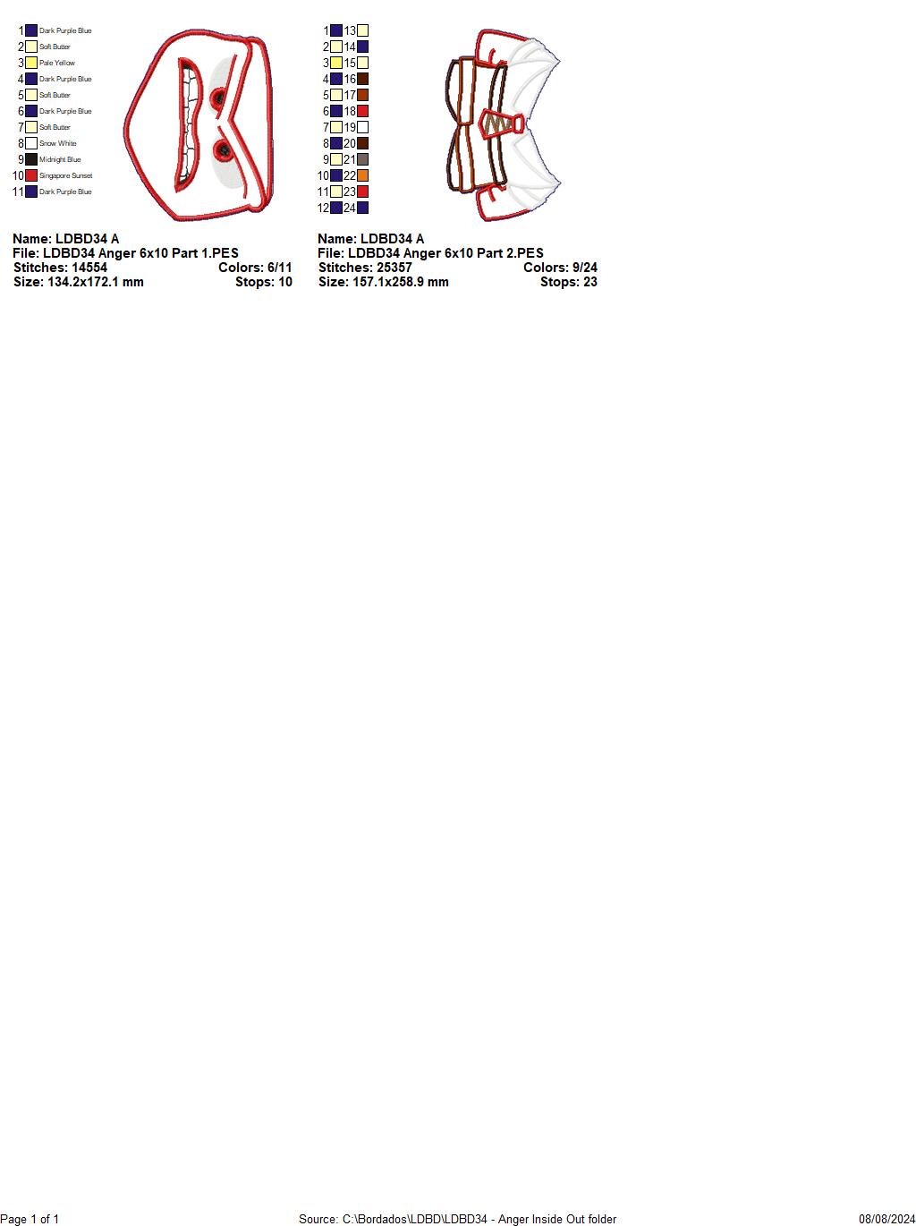 Inside Out Set of 9 Designs - ITH Project - Machine Embroidery Design