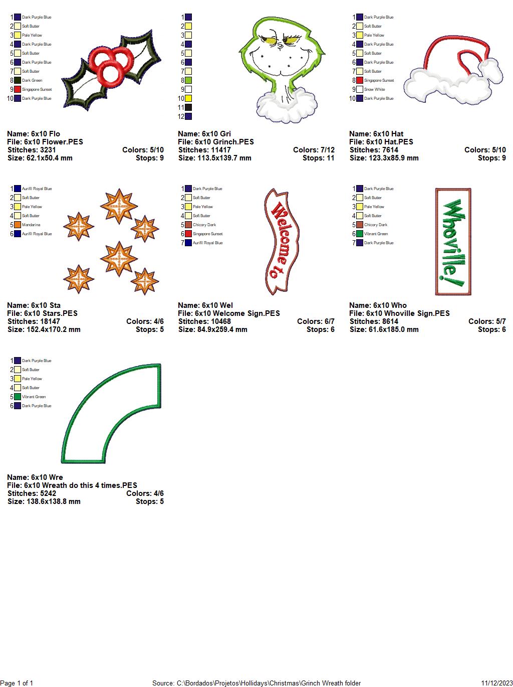 Grinch Wreath Cristmas- ITH Project - Machine Embroidery Design